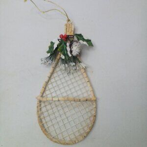 Snowshoe Ornament Wire Holly Decoration 7.5" Christmas Winter Holiday